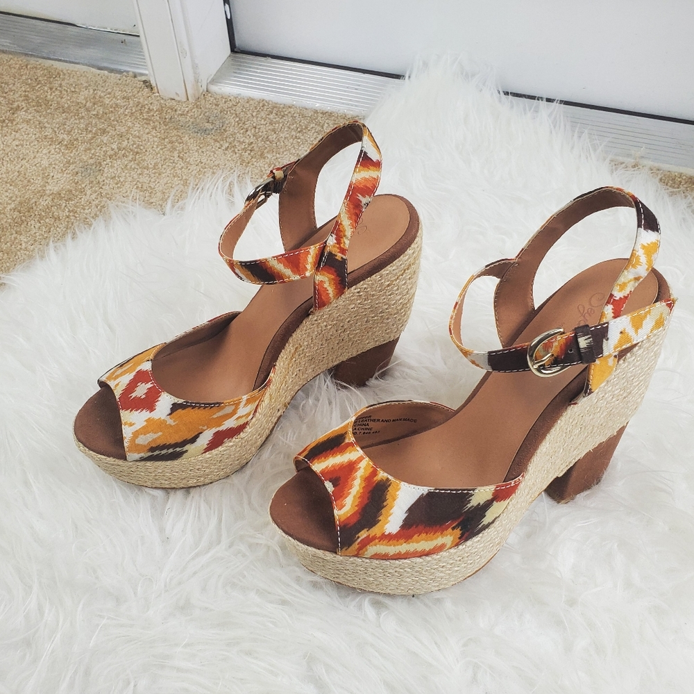 Seychelles Sandals Stacked Heel Strappy Casual Retro - Picture 2 of 7